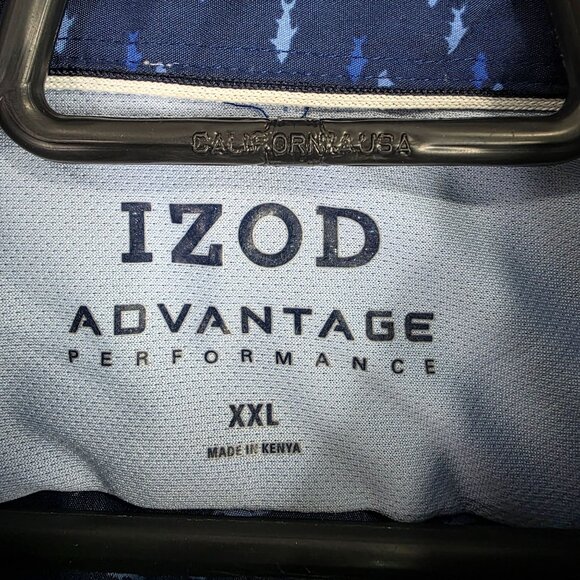 Mens Izod Advantage Performance Blue Shark Shirt Button Up Short Sleeve Size XXL - Picture 2 of 7